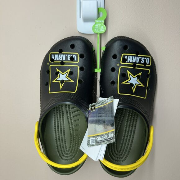 Crocs Other - Classic Crocs US Army Green Yellow Black Size Men 4 Women 6 Adults Slip On